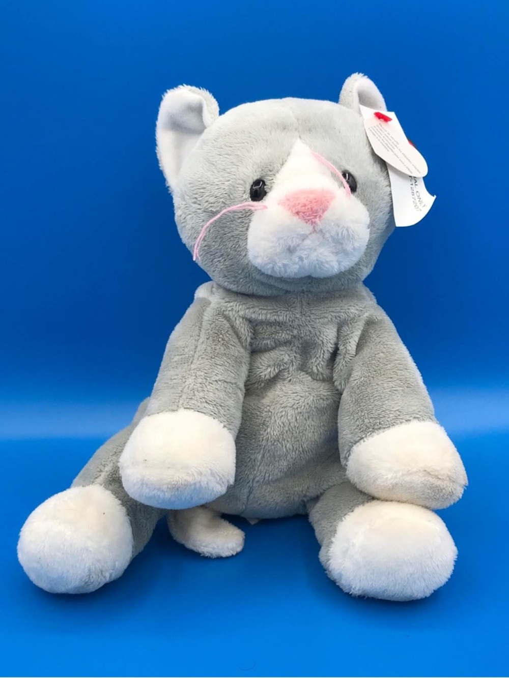 Ty Pluffies Purr-y Grey & White Cat Plush - Retired 2005 Tylux 10"